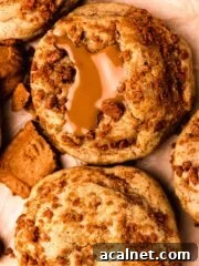 cookie with lotus biscoff cookie butter in the middle