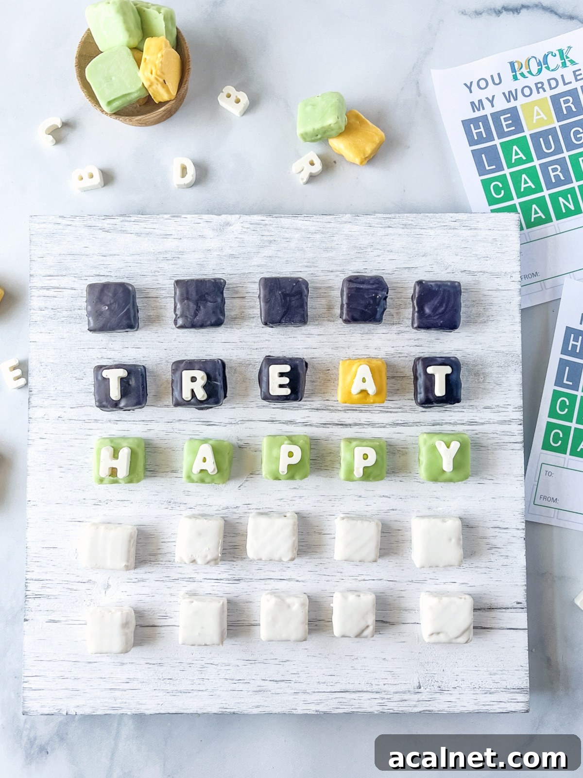 Chocolate-Covered Wafers for Wordle Fans: Sweet Puzzle Treats 2 sugar wafer wordle letters on board