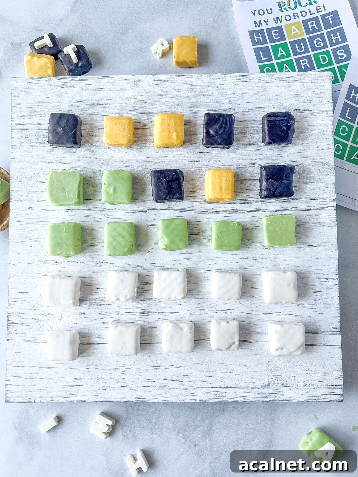 Chocolate-Covered Wafers for Wordle Fans: Sweet Puzzle Treats 8 wordle board without letters
