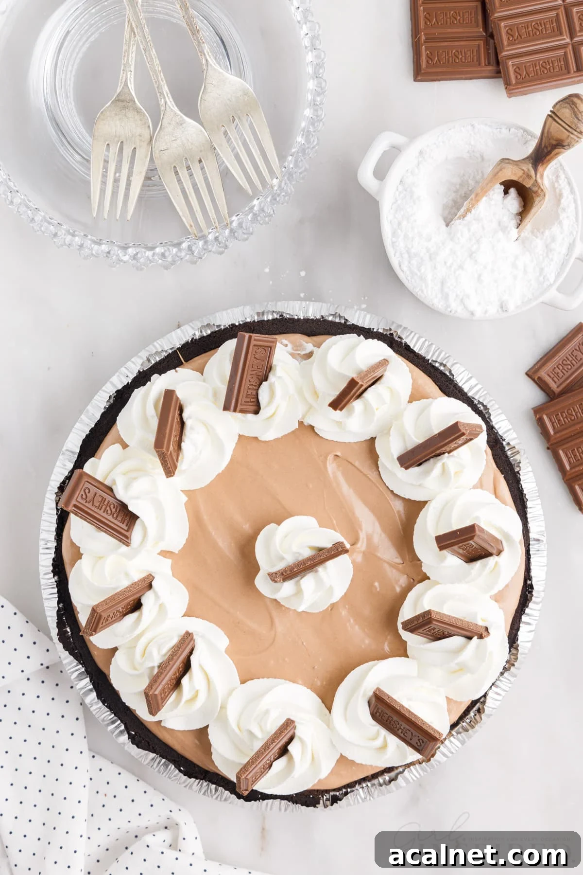 Chocolate bars added to whipped topping.