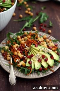 Healthy Sweet Potato Noodle Salad with Chickpeas and Rocket - with a Fork in the Plate and Ingredients on the Table