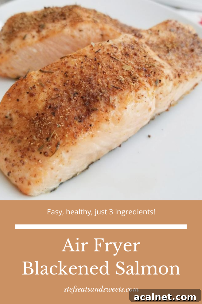 Air Fryer Blackened Salmon Pinterest Image 