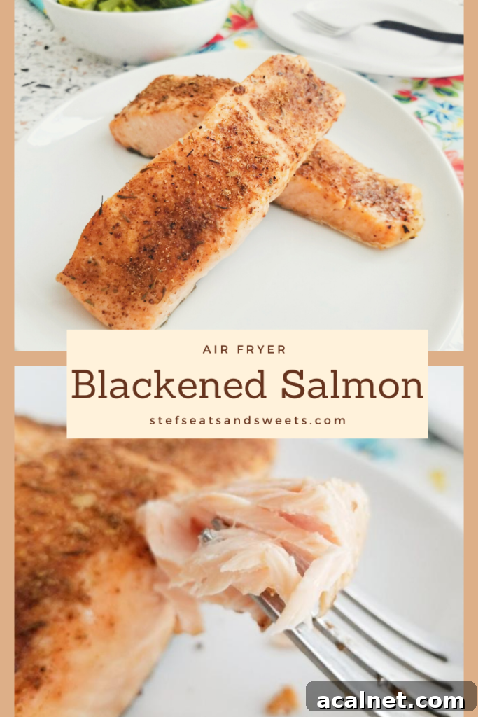 Air Fryer Blackened Salmon Pinterest Collage 