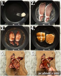 6 step by step photos showing how to make hot cross bun bacon sandwich