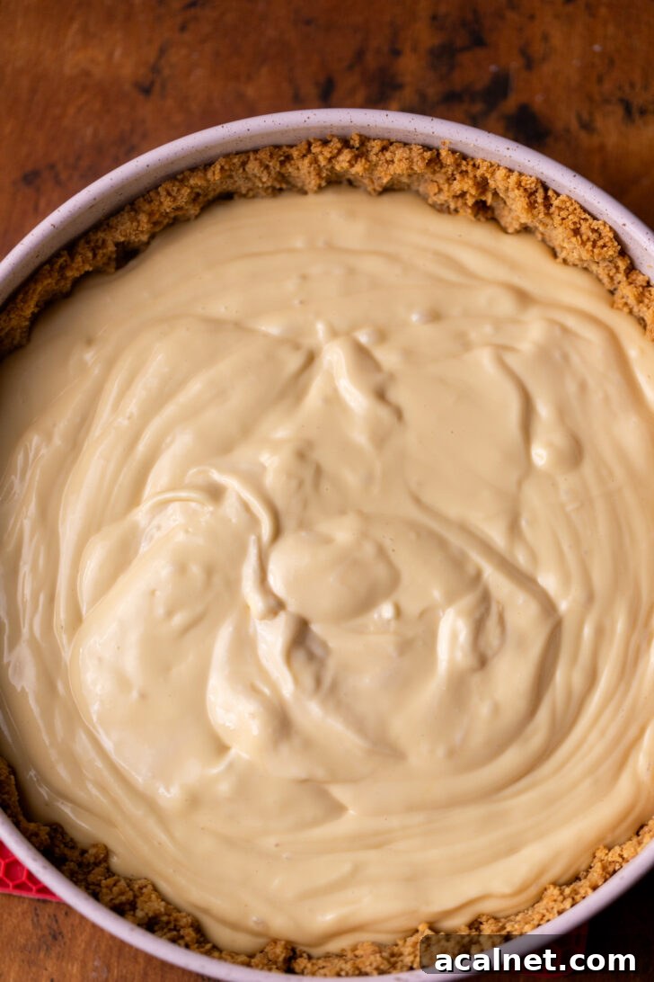 Cheesecake batter in the crust.
