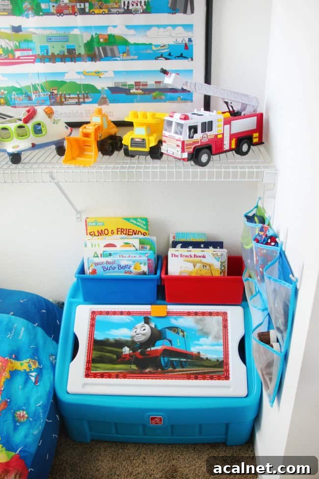 step2 toys storage box in toddler bedroom closet