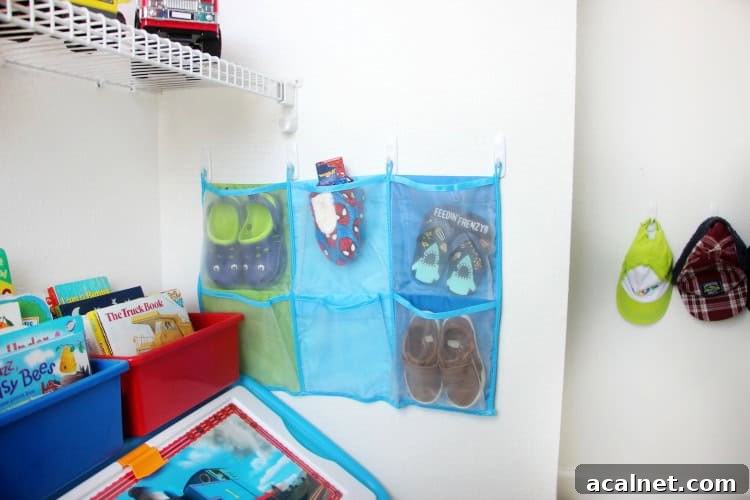shoe storage in toddler bedroom