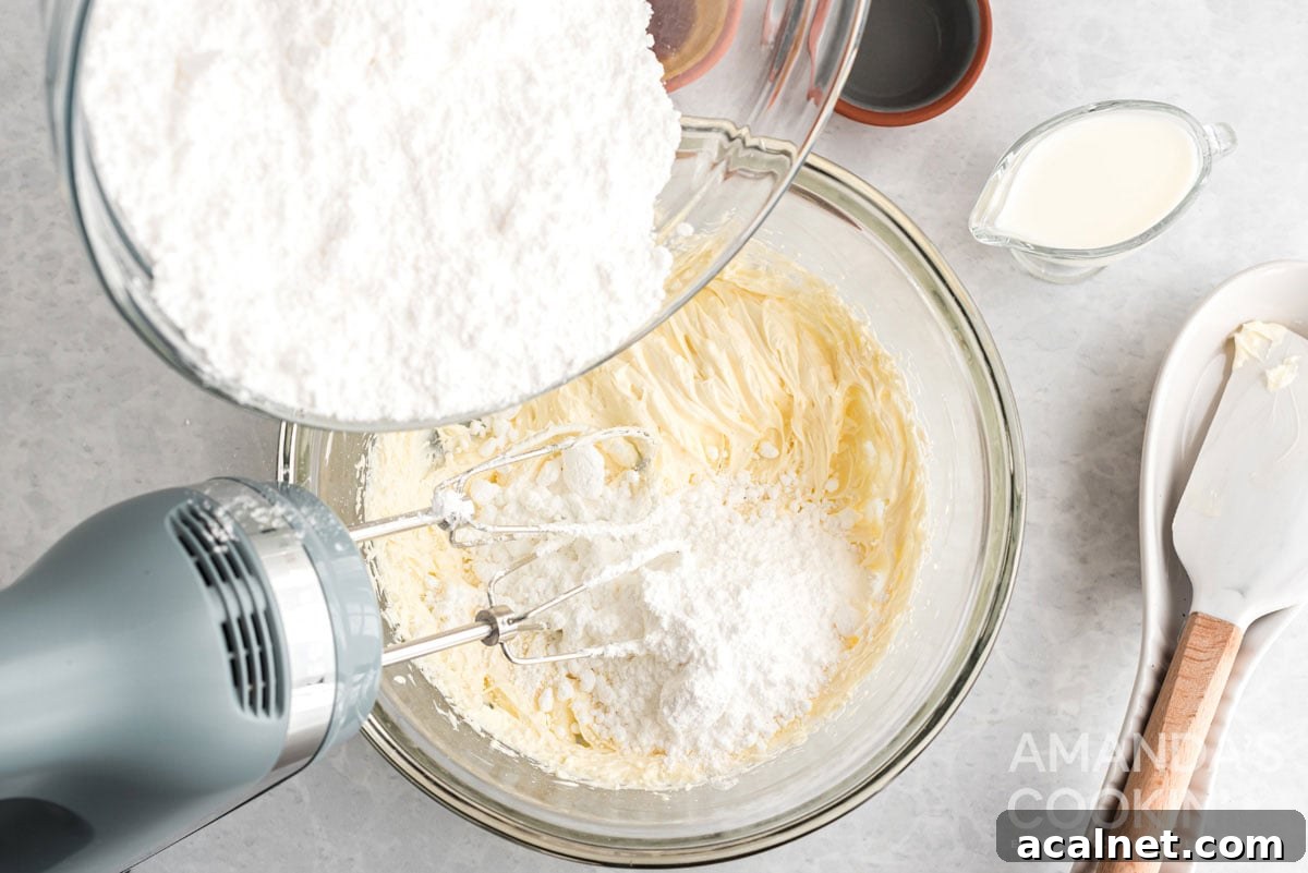 mixing frosting ingredients