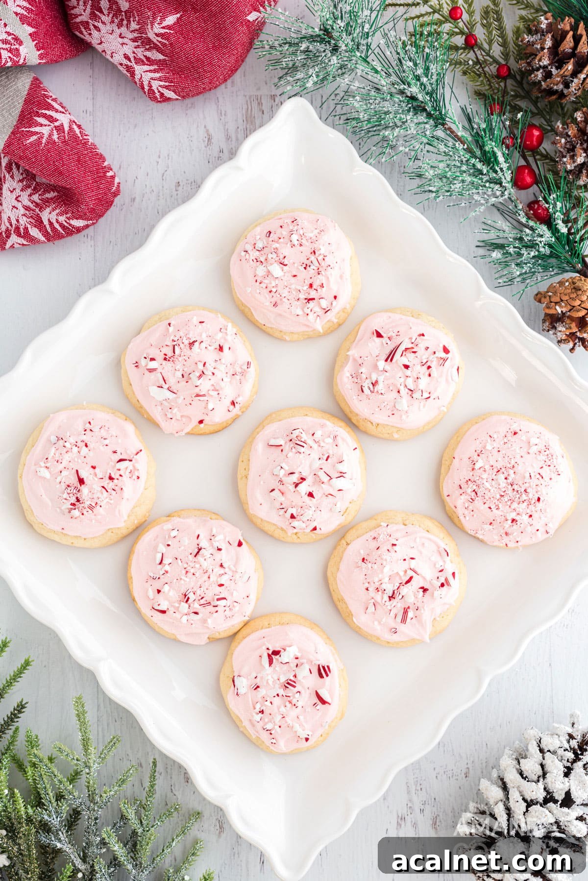 plate of pink peppermint cookies