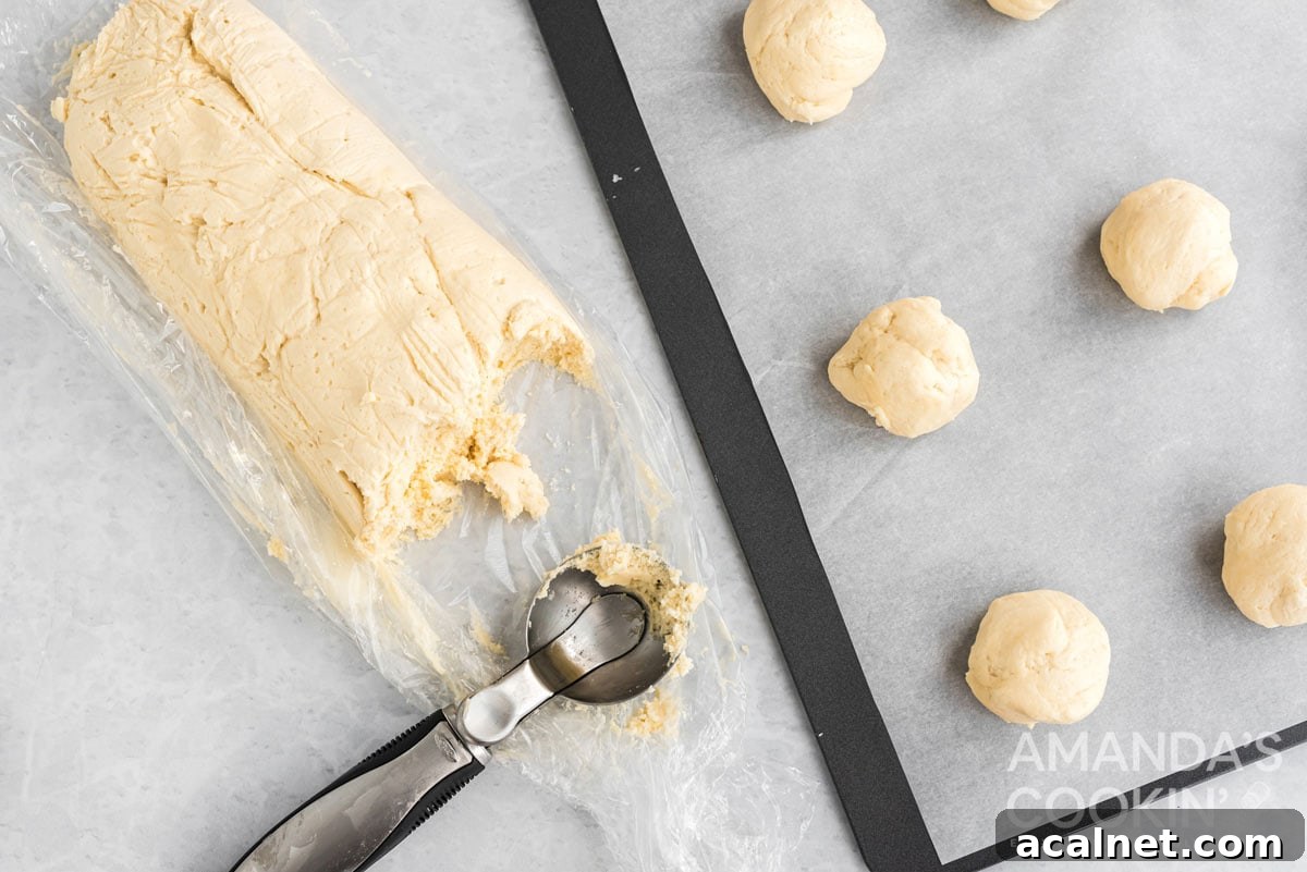 cookie scoop and cookie dough