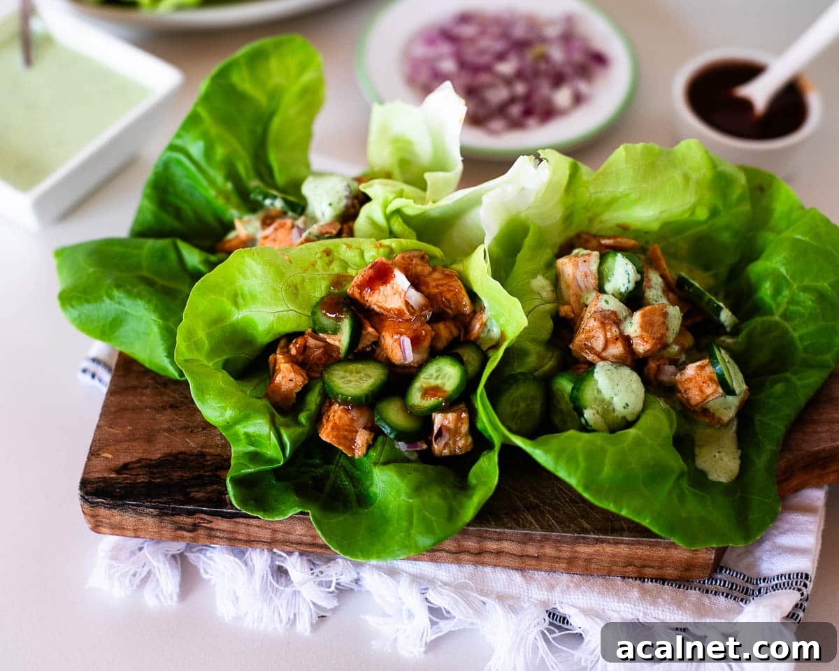 Light Fresh BBQ Chicken Lettuce Wraps with Crisp Cucumber 5 How to make barbecue chicken lettuce wraps