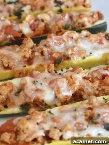 Stuffed Zucchini Boats on a plate.