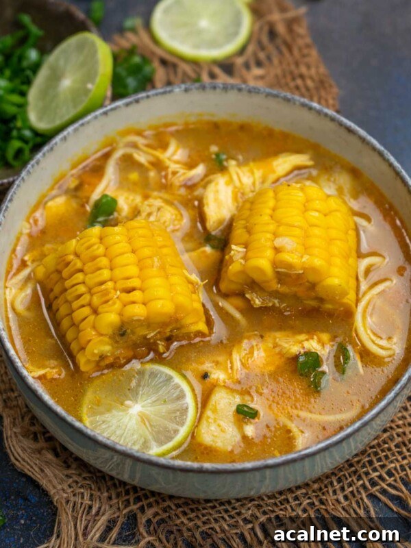 Cuban chicken soup served in a bowl.