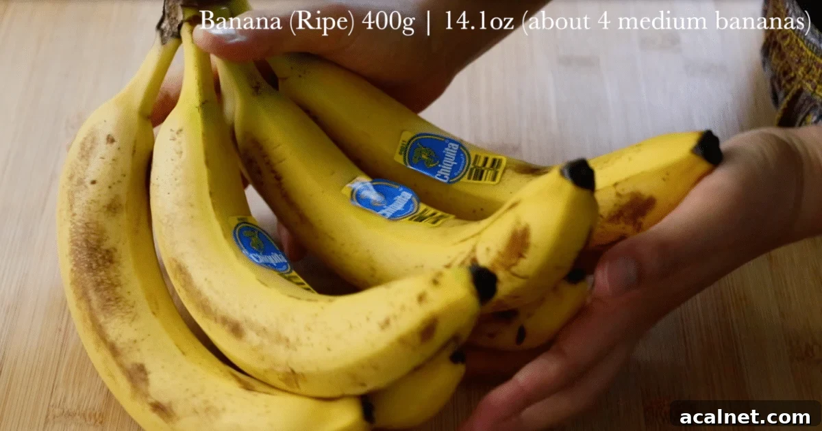 the brown spots on the ripe bananas.