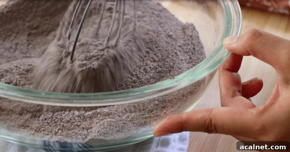 Mixing all the dry ingredients in a bowl.