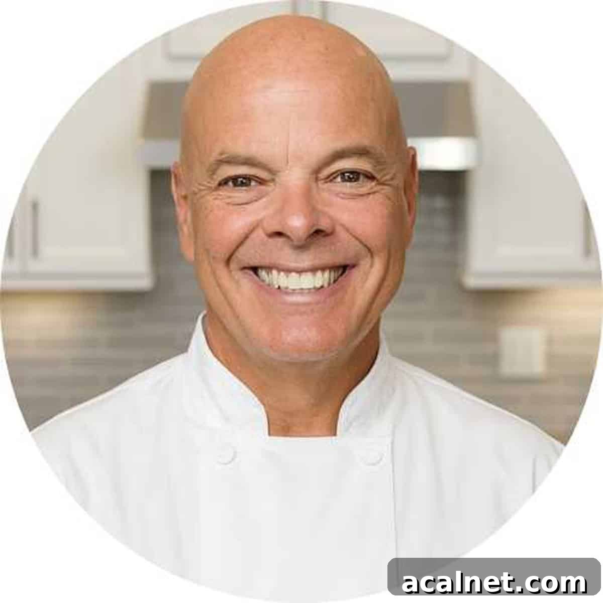 A man in a chef's jacket.