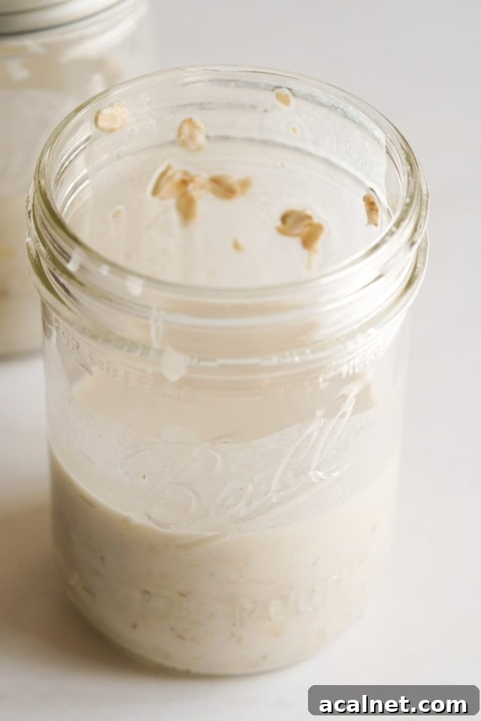 maple brown sugar overnight oats in a mason jar before soaking