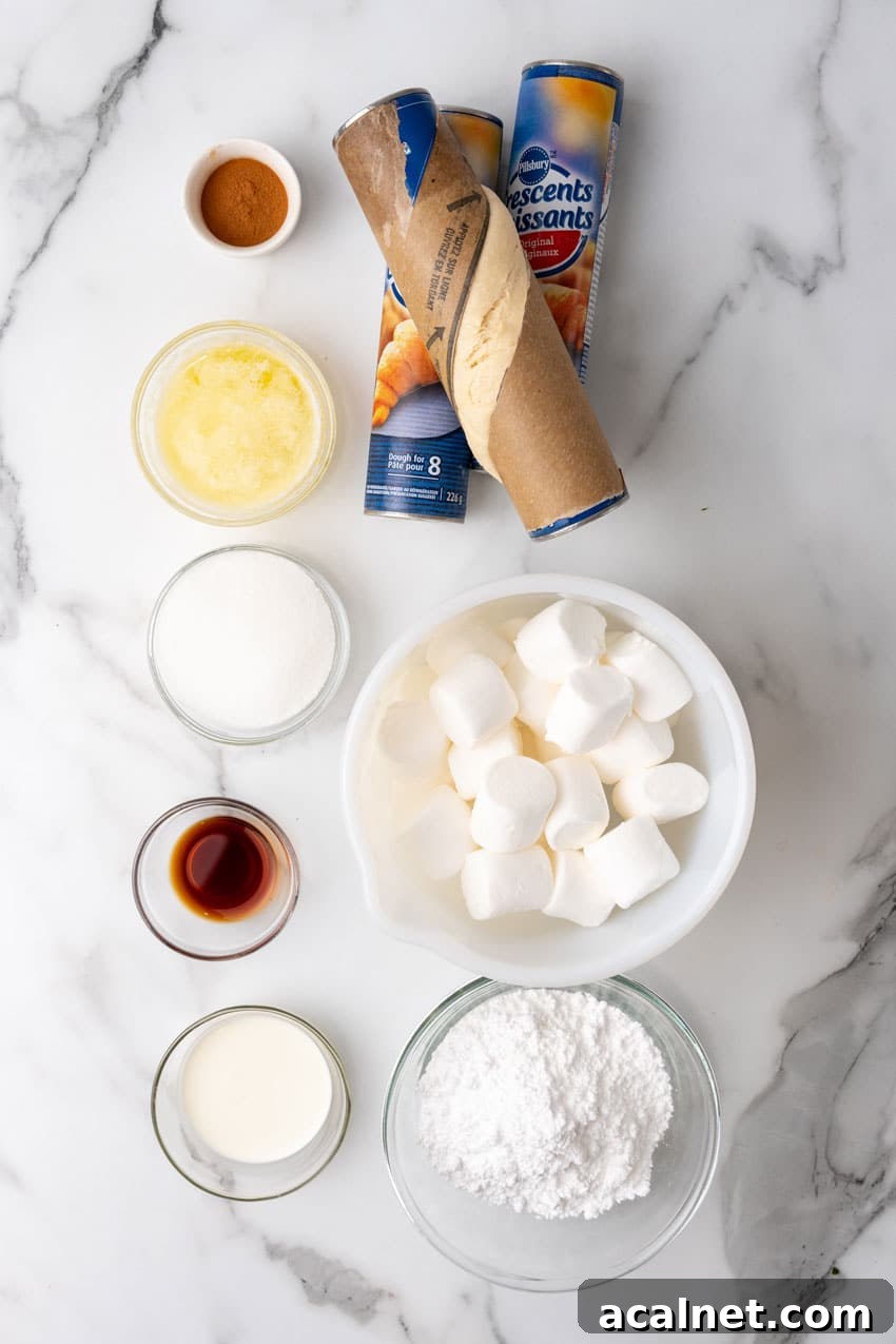 an overhead image showing the measured ingredients needed to make a batch of resurrection rolls
