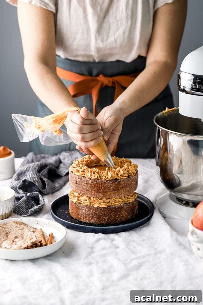 Apple Cider Donut Cake with Dulce de Leche Frosting — Autumn Dessert 5 dulce de leche frosting