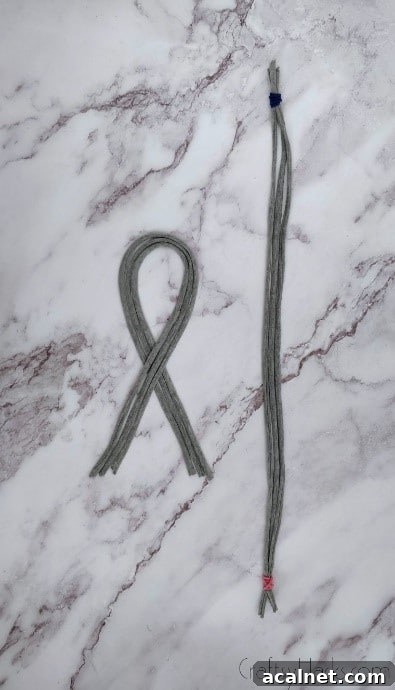 strings tied with elastics