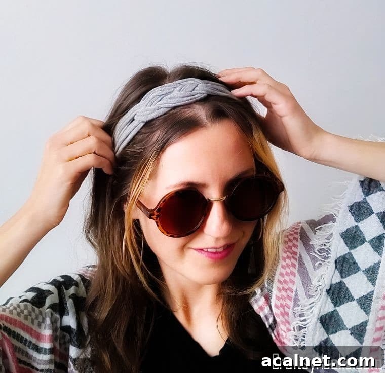 woman wearing grey headband