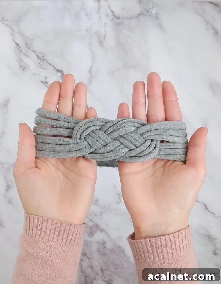 holding completed headband
