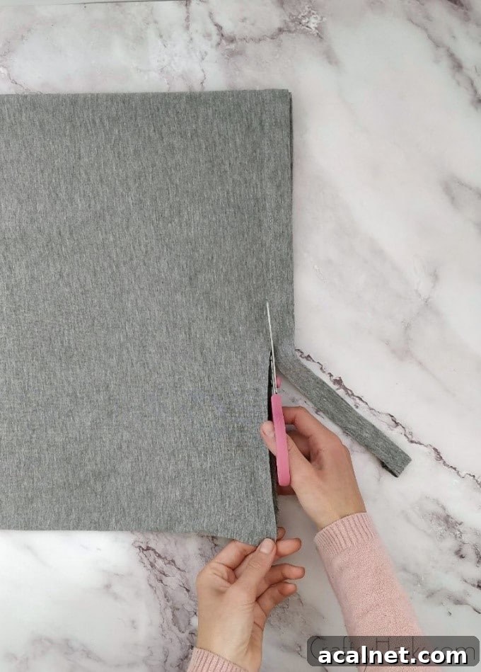 folded tshirt with cut