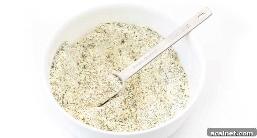 Ranch seasoning in a mixing bowl after being mixed together. 
