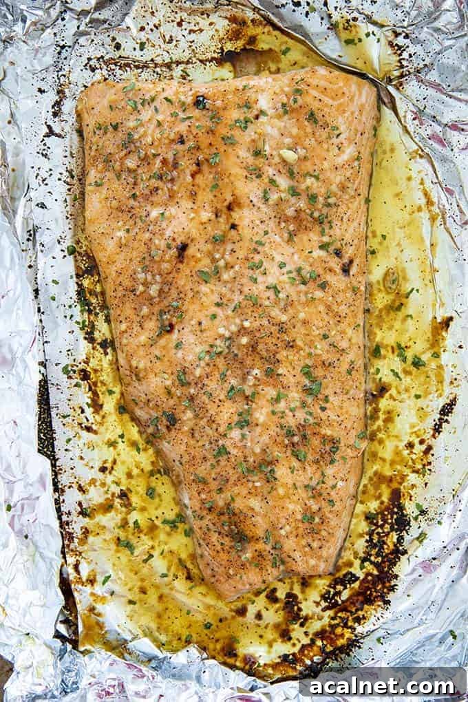 baked salmon on baking sheet