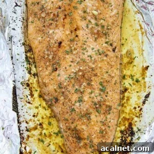 baked salmon on baking sheet