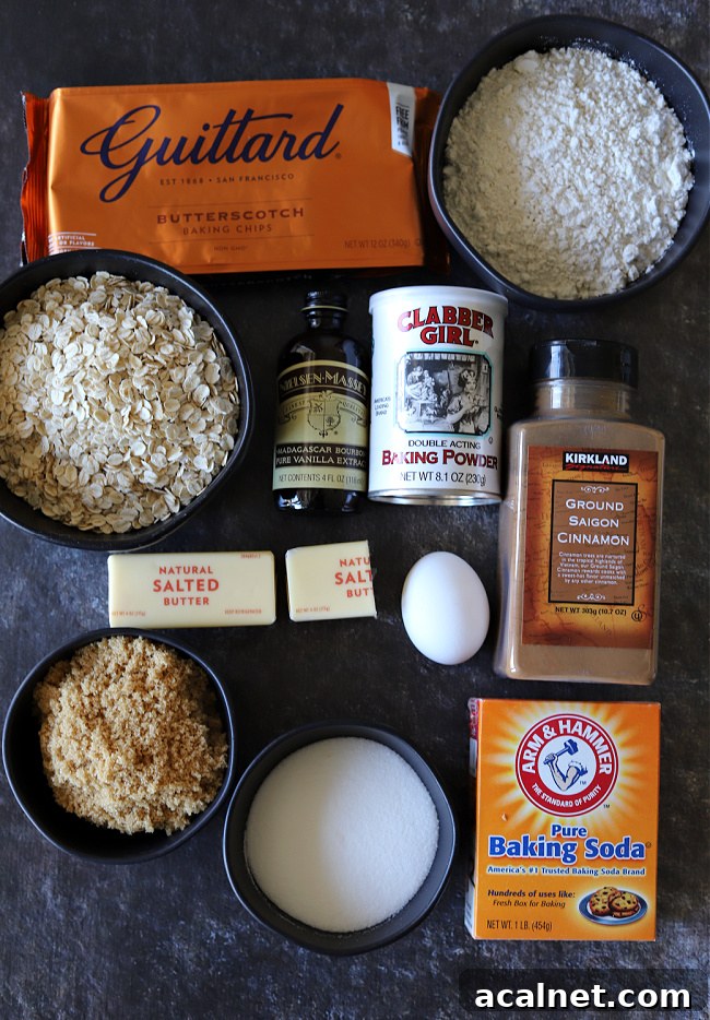 Ingredients for Gluten-free Oatmeal Butterscotch Cookies