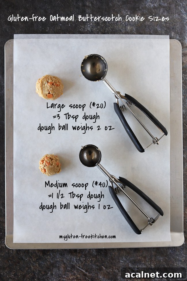 Gluten-free Oatmeal Butterscotch Cookie dough ball sizes