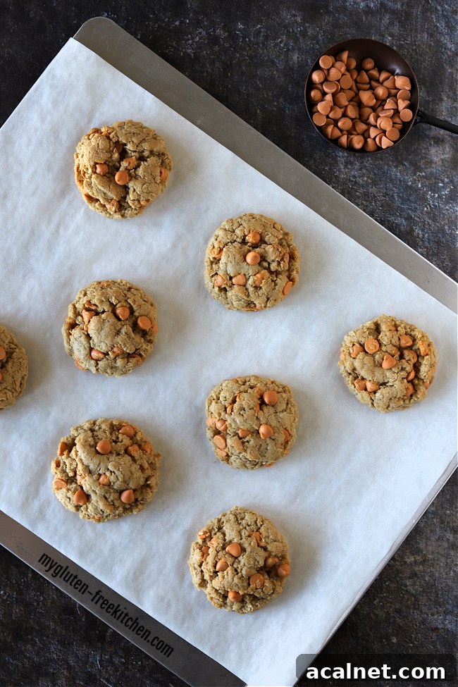 gluten-free Oatmeal Butterscotch Cookies on pan