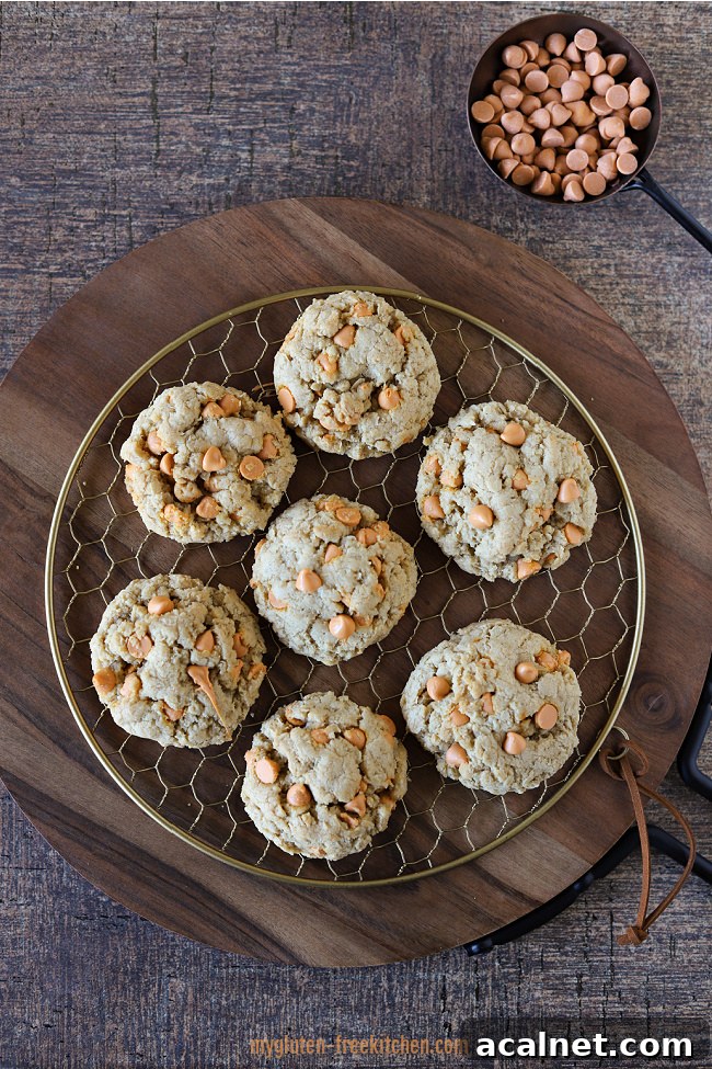 Cooling rack with Gluten-free Oatmeal Butterscotch Cookies aka Scotchies