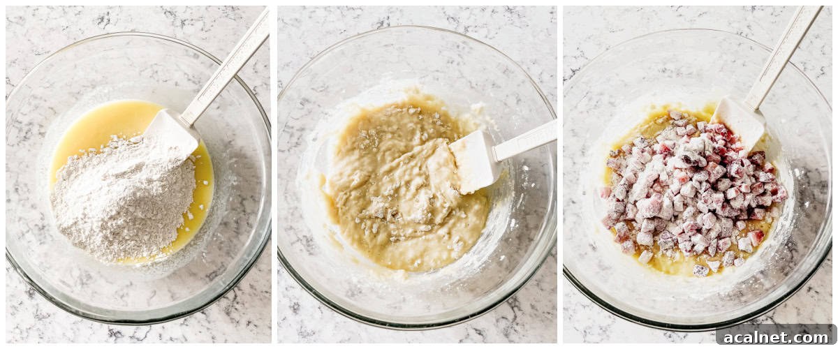 adding dry ingredients to batter