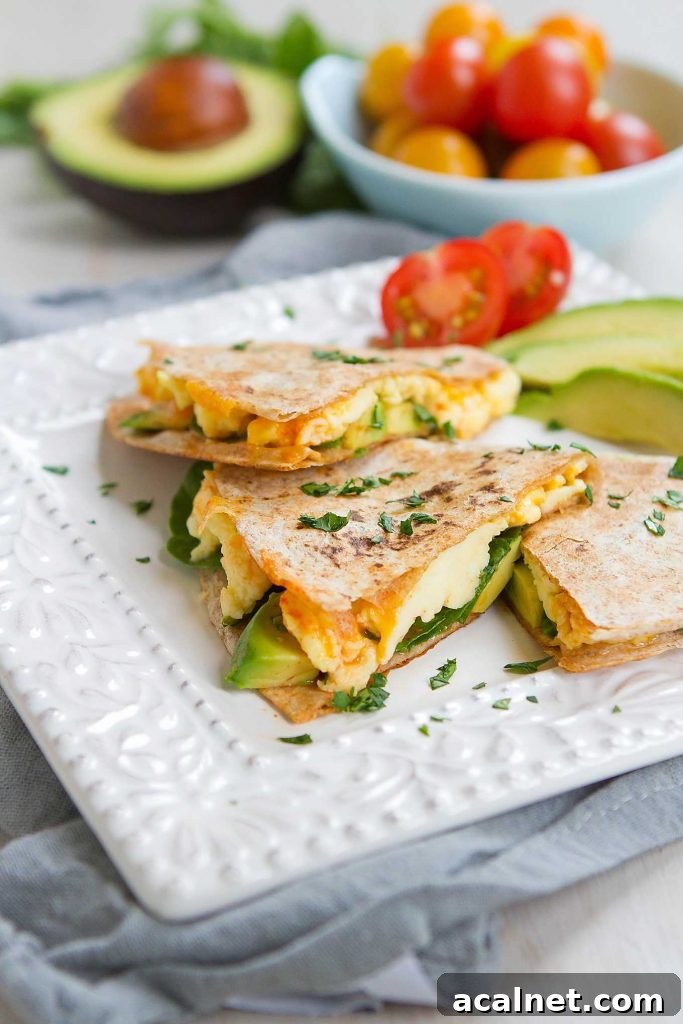 Spinach Avocado Breakfast Quesadilla