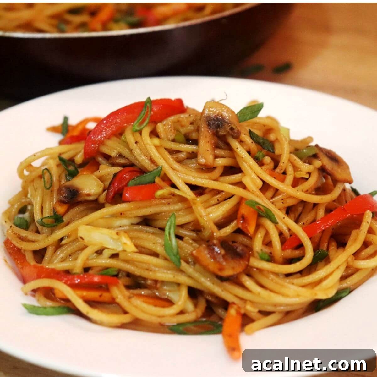 lo mein noodles served on a plate.