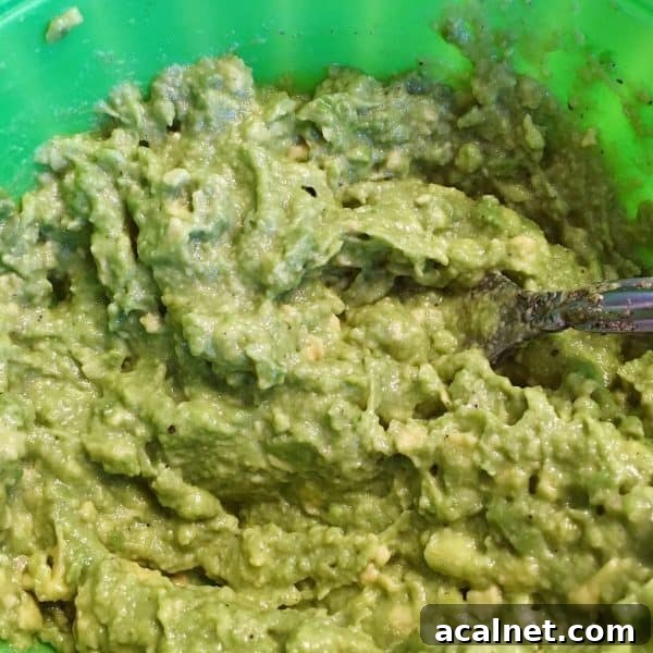 Mashed Avocados made into guacamole
