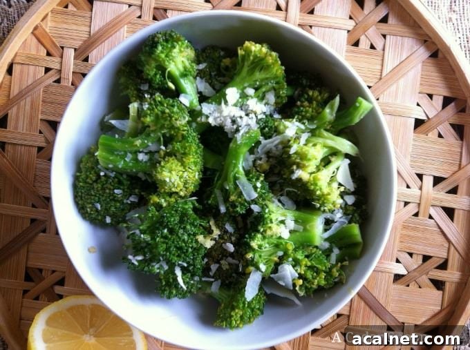 Broccoli bowl of Lemon Parmesan Broccoli