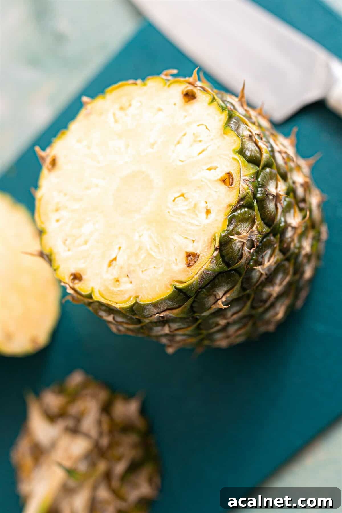 Pineapple with top cut off.