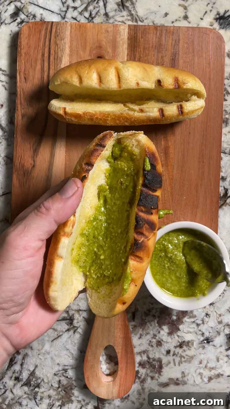 Finished sausage and peppers sandwich