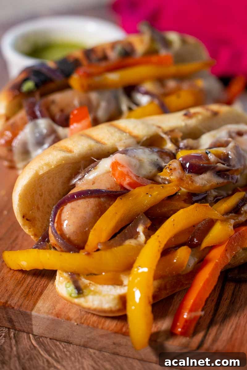 Sausage and peppers closeup