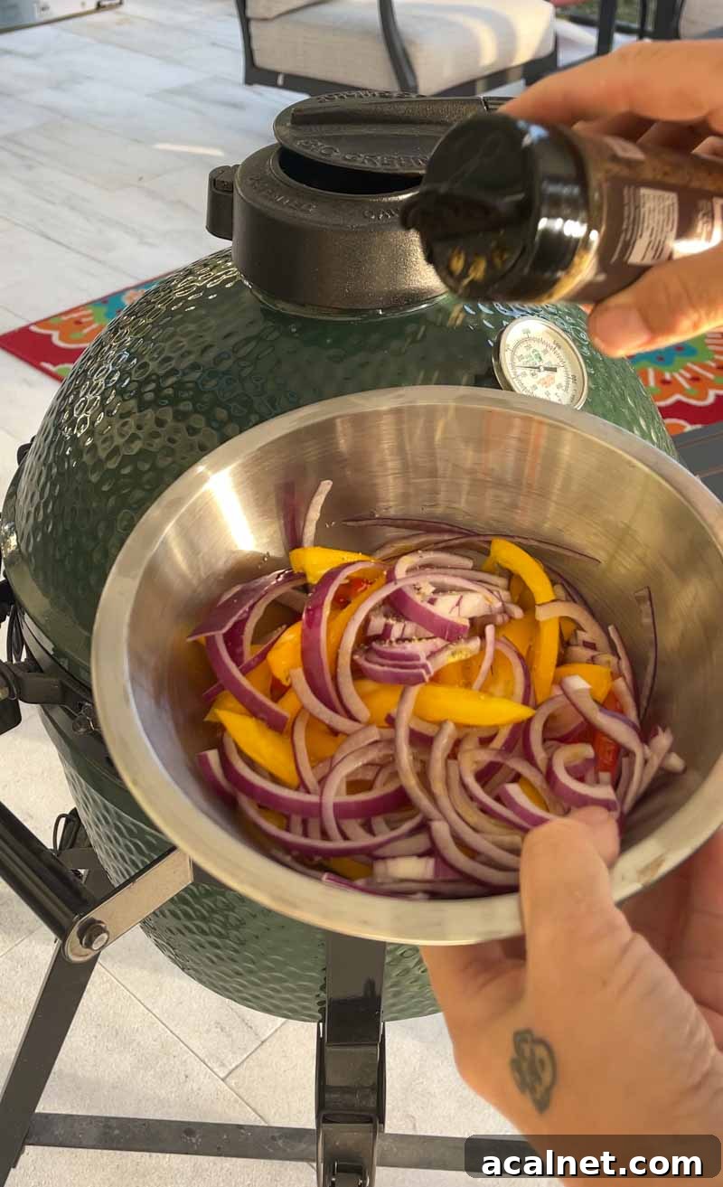 Peppers and onions ready
