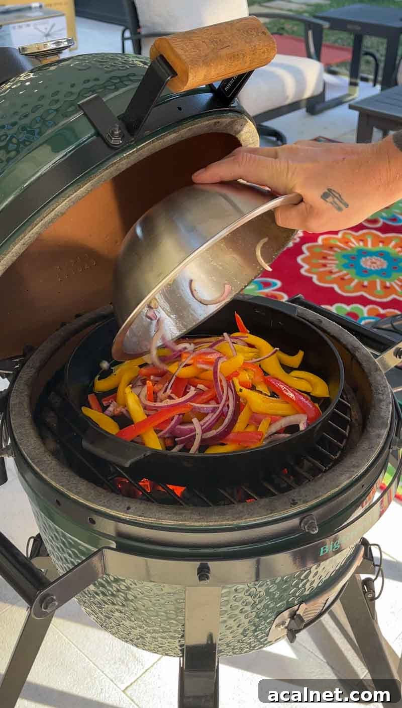 Roasted peppers and onions in cast iron