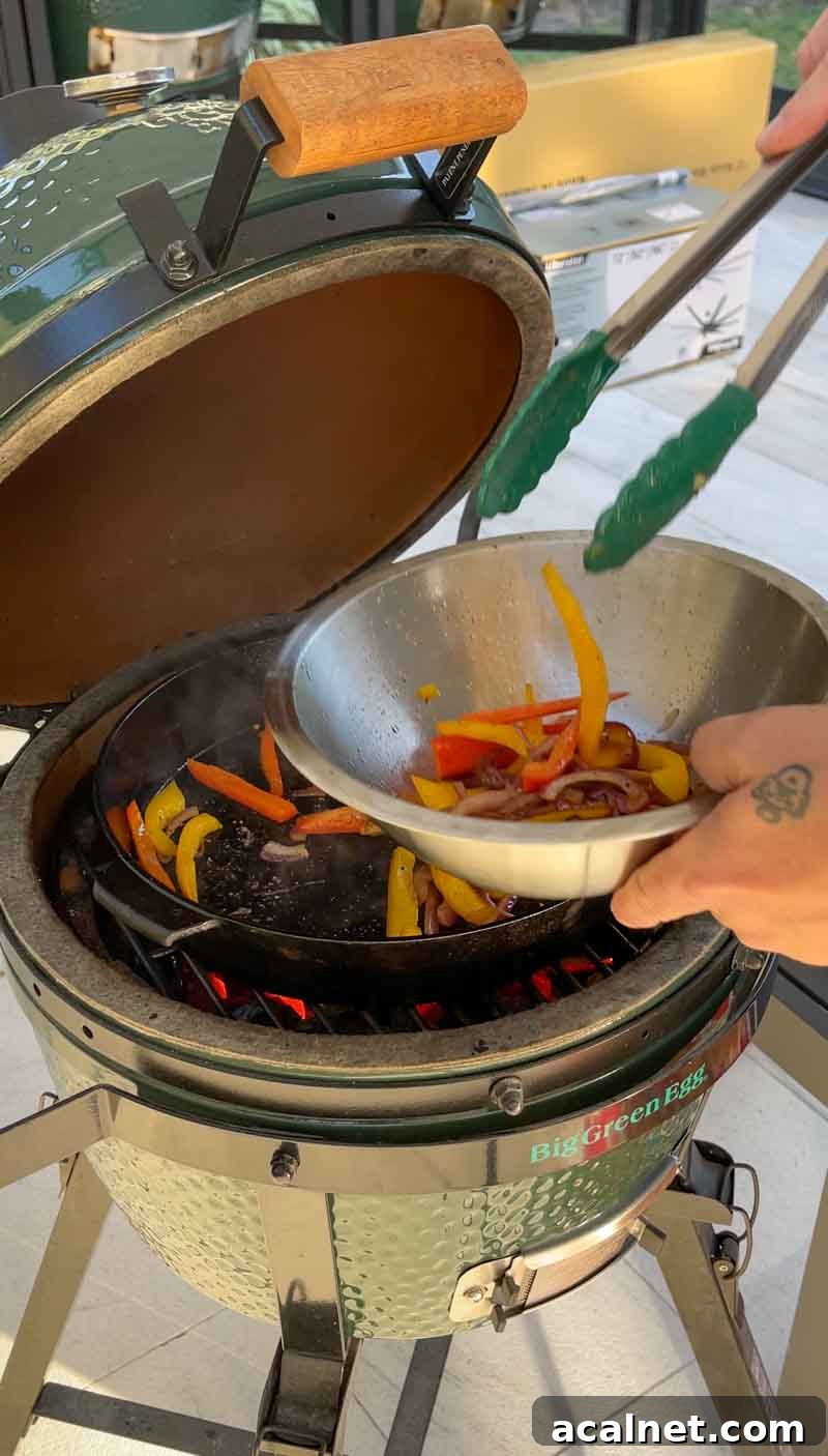 Cooked peppers and onions