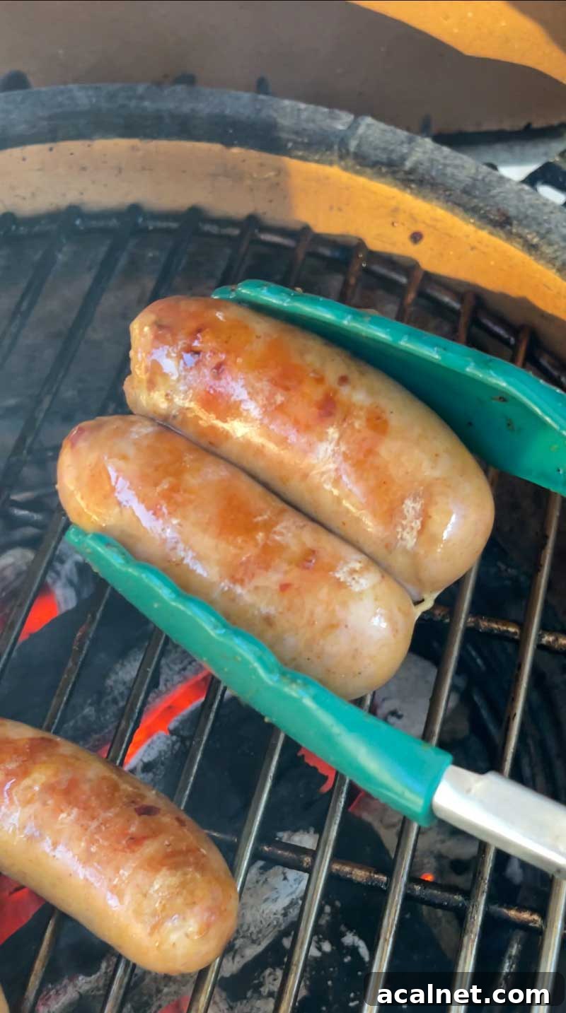 Sausages on the grill