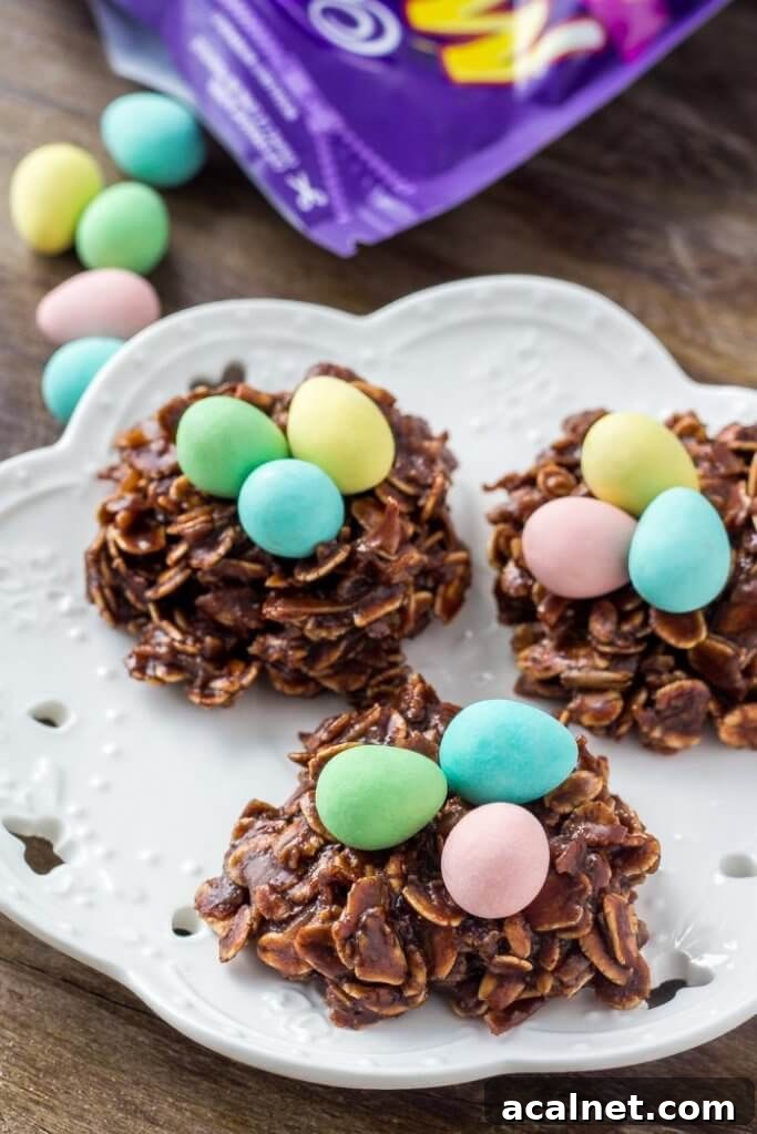 Easter Nest Cookies - easy no bake treats made with mini eggs. 