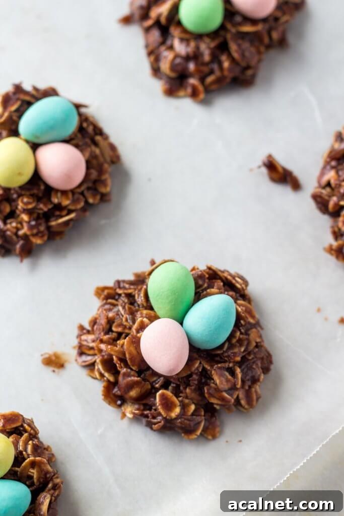 Easter Nest Cookies - easy no bake treats made with mini eggs. 