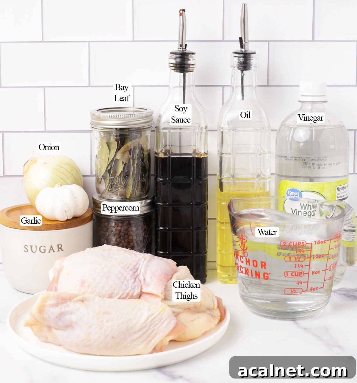 Ingredients for chicken adobo.