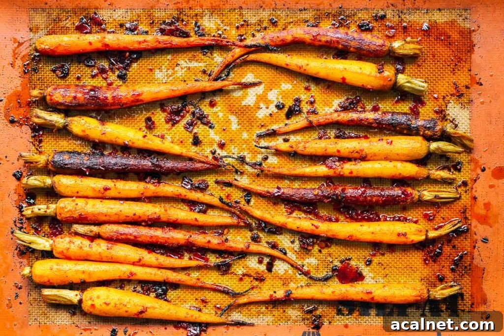 Rainbow carrots roasted in a harissa and maple marinade.